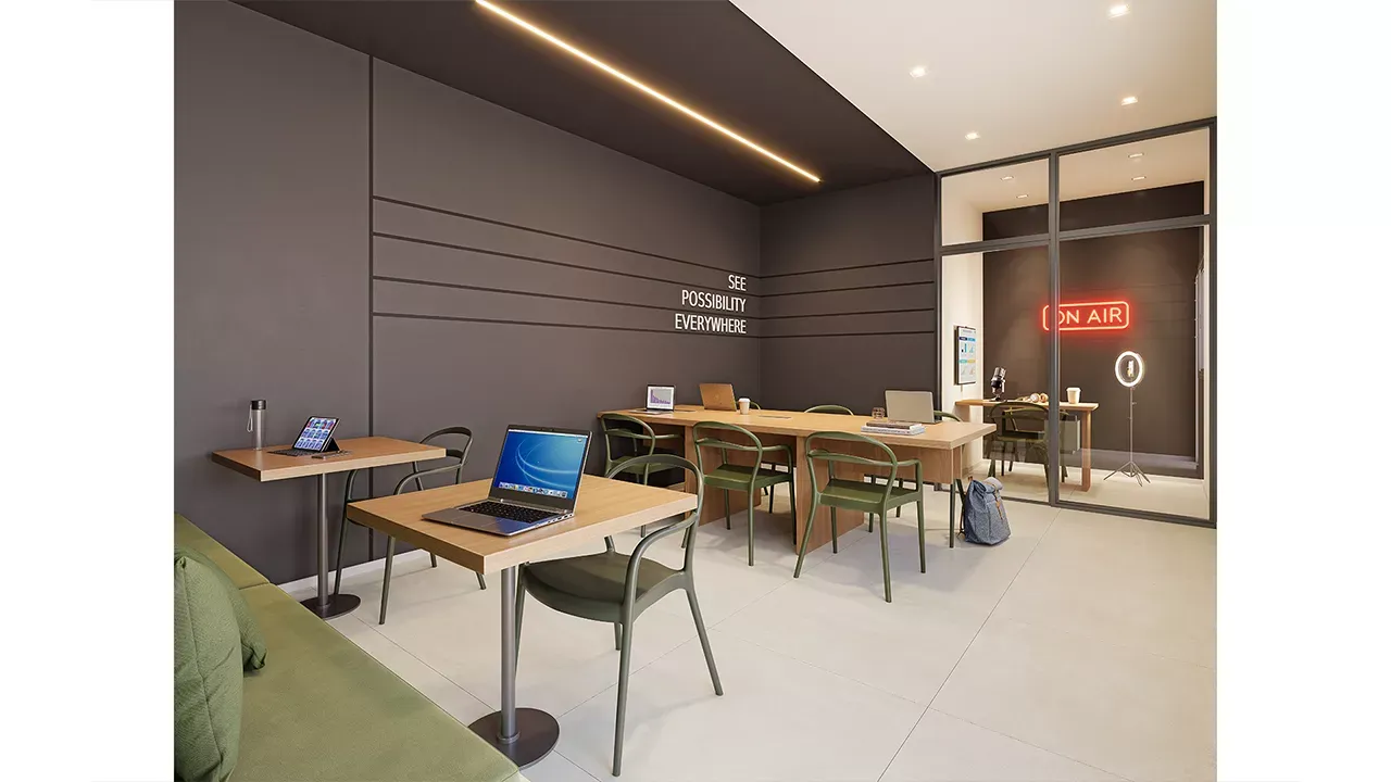 Coworking e sala de reunião