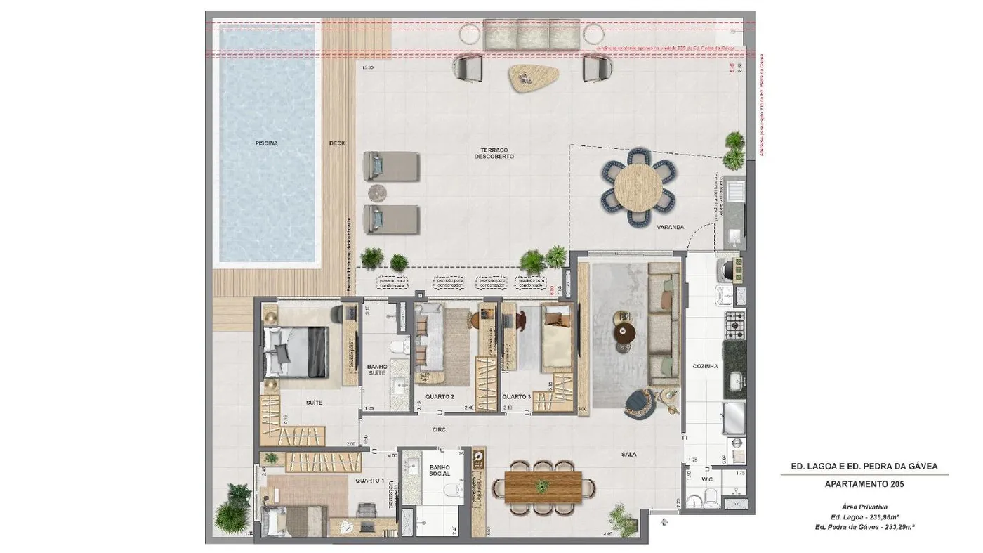 Planta Cobertura duplex 4 suítes do Endless Península by EDSA
