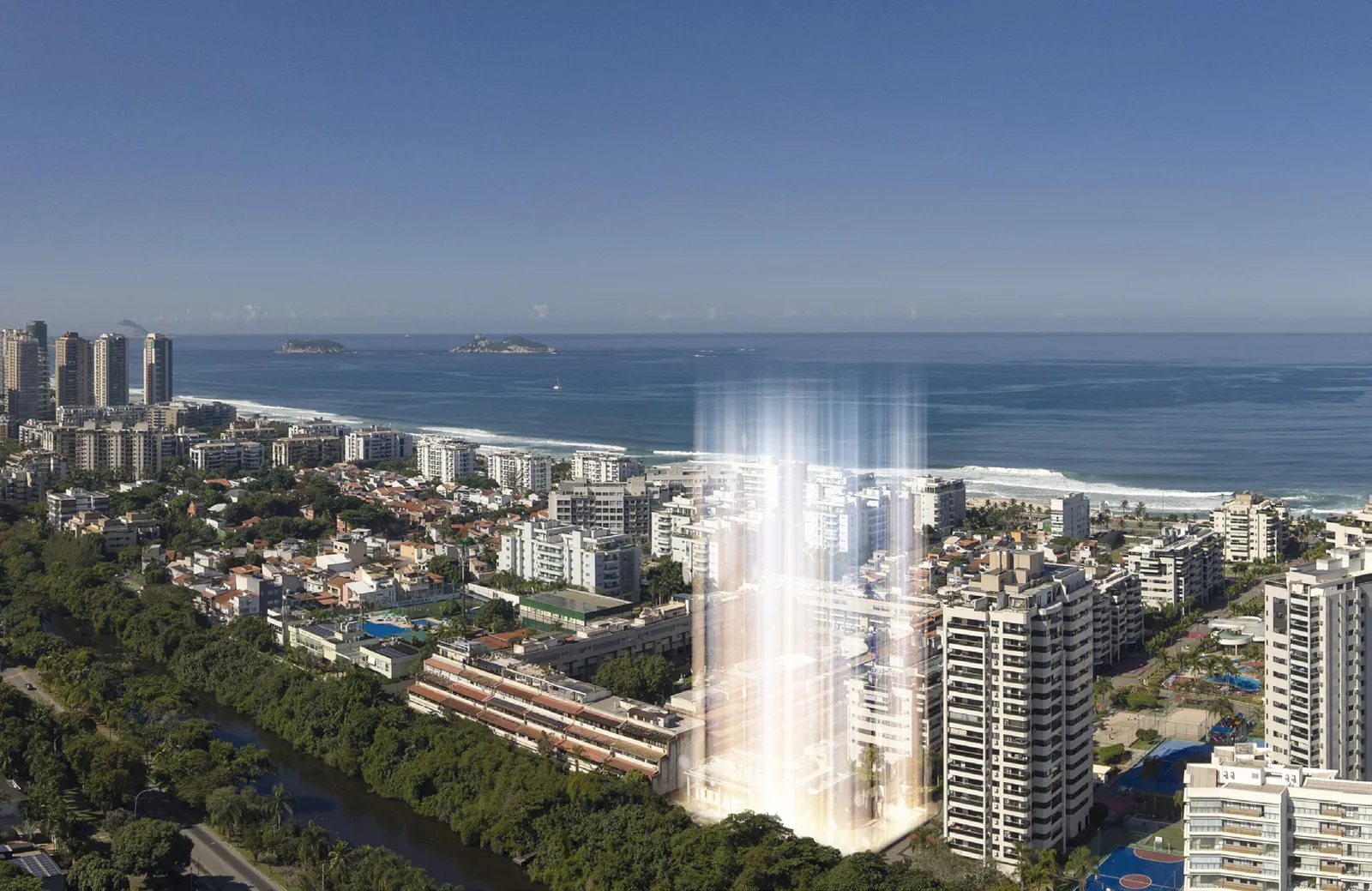 Vista aérea do Posto 6, na Barra da Tijuca