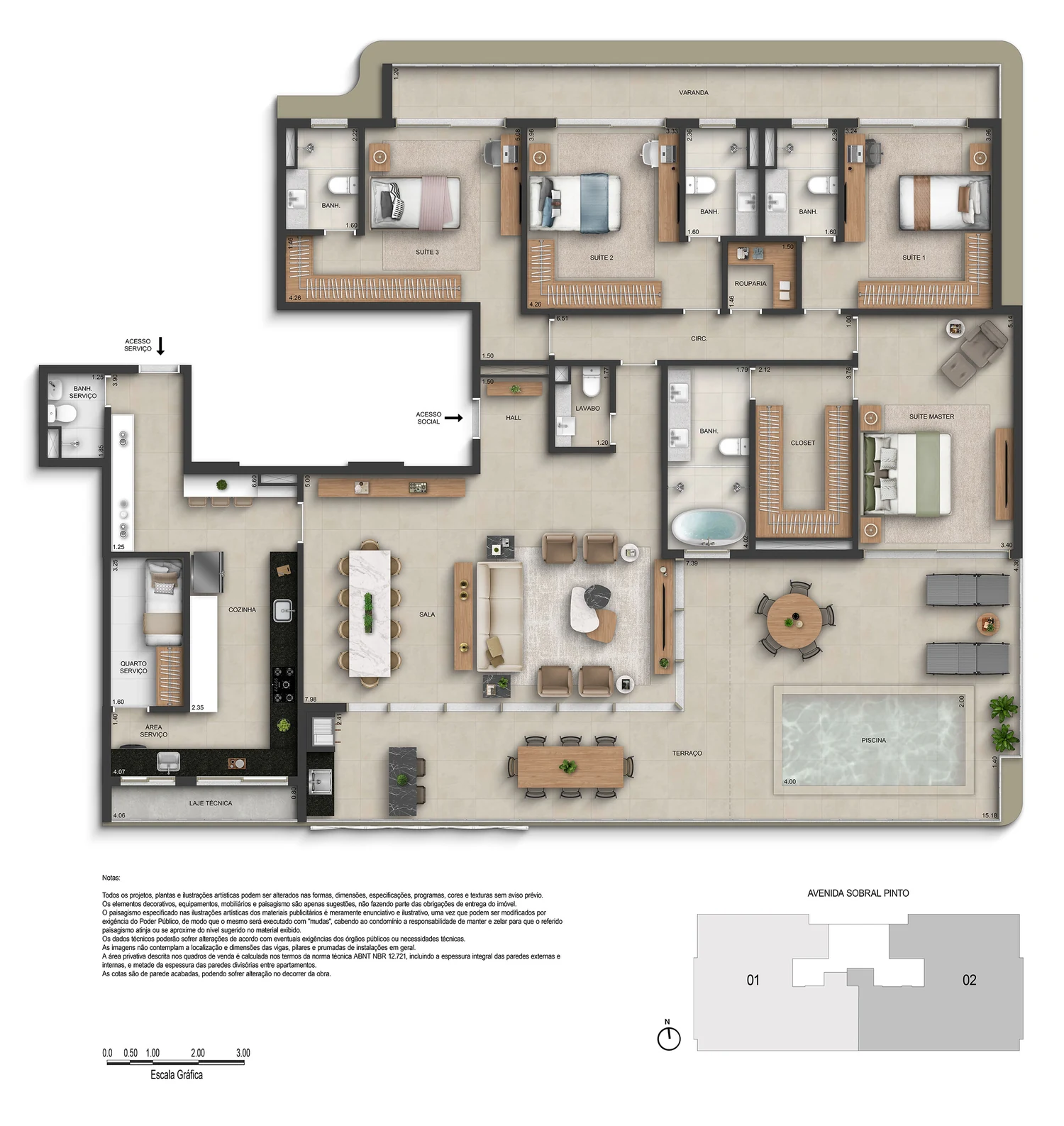 Planta Cobertura linear 1602 do Marino by Breton