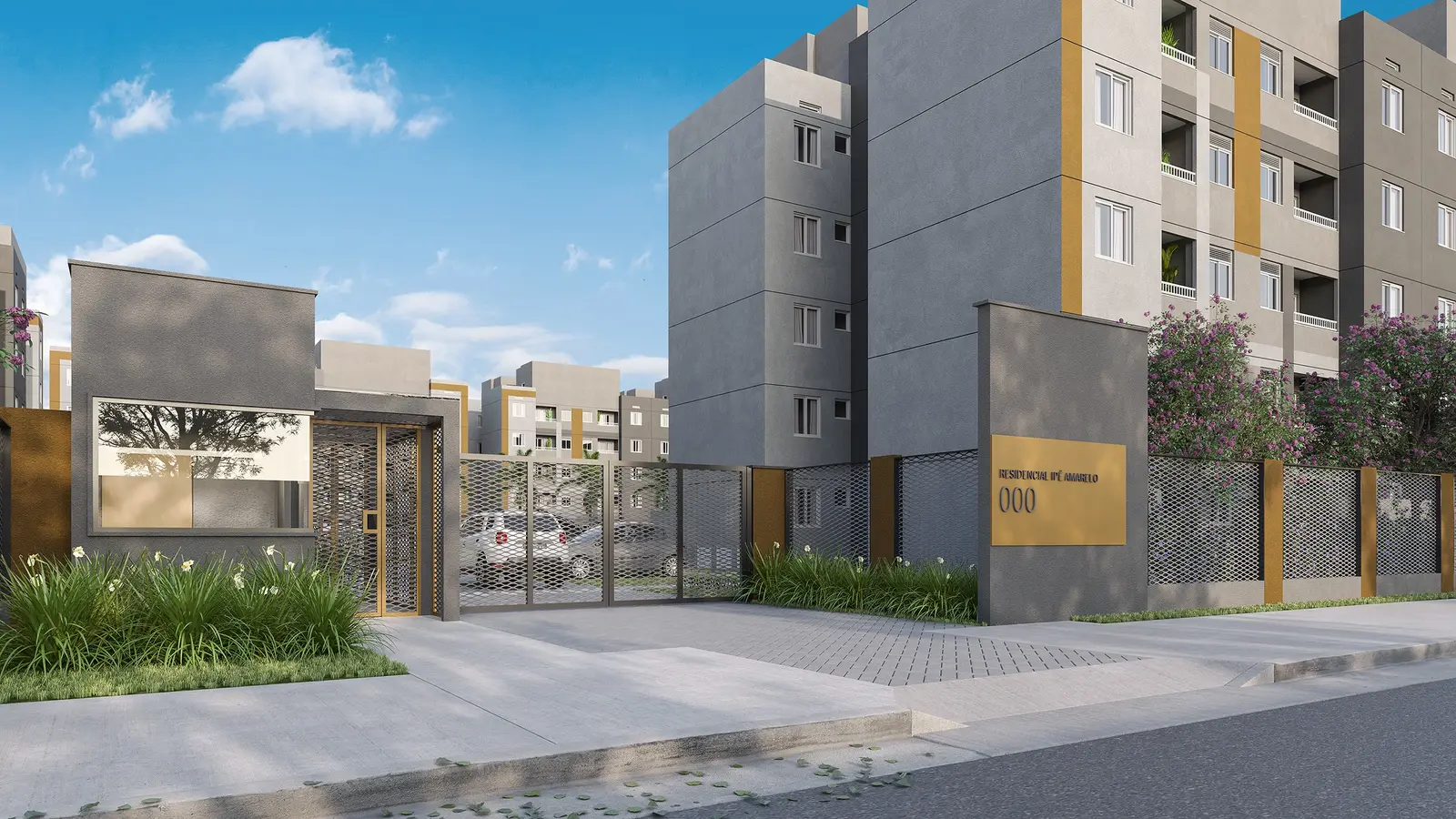 Fachada do Residencial Ip&ecirc; Amarelo em Campo Grande