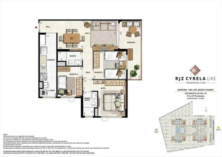 Planta do RJZ Cyrela Like, 3ª fase
