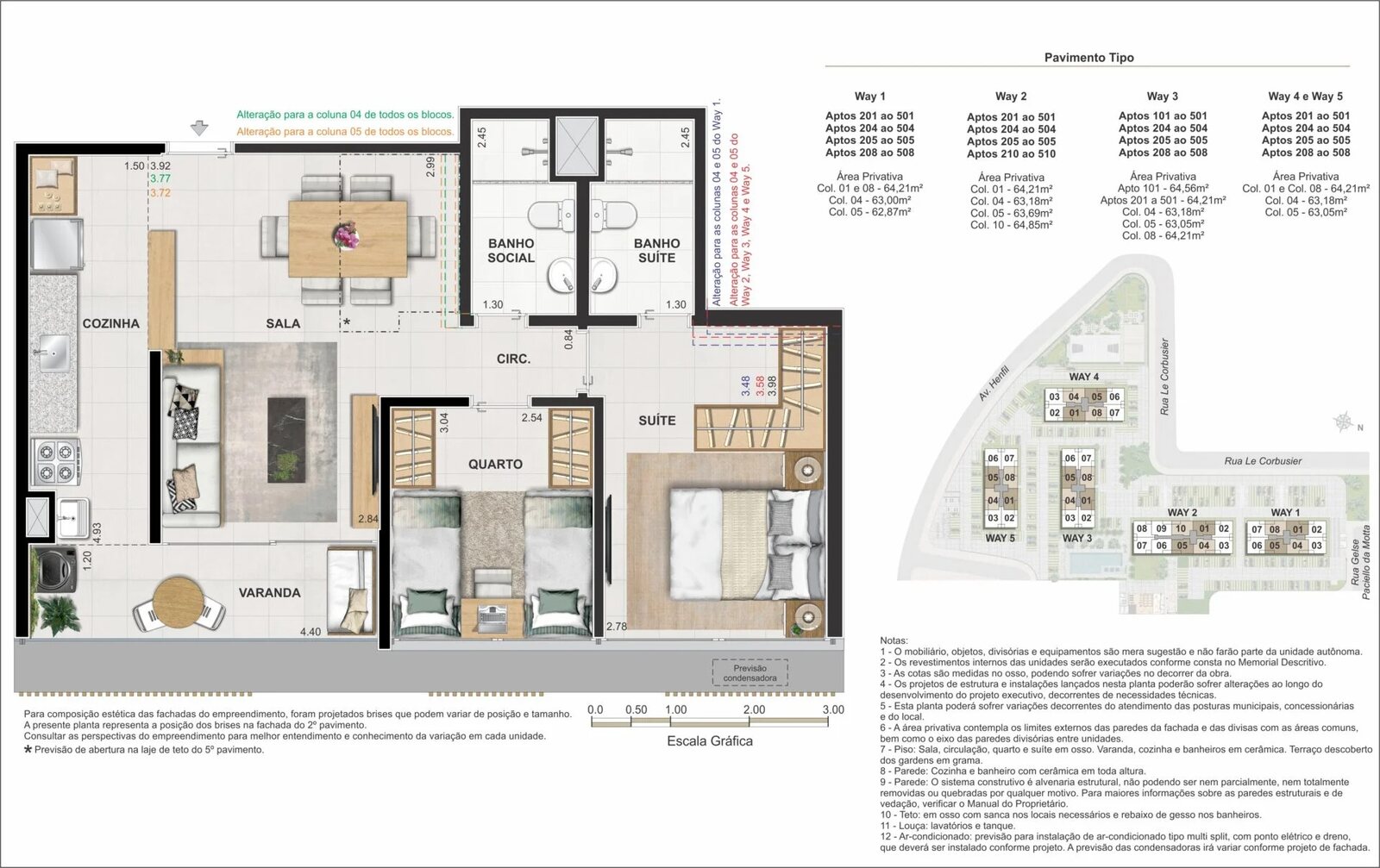 Configuração do apartamento tipo