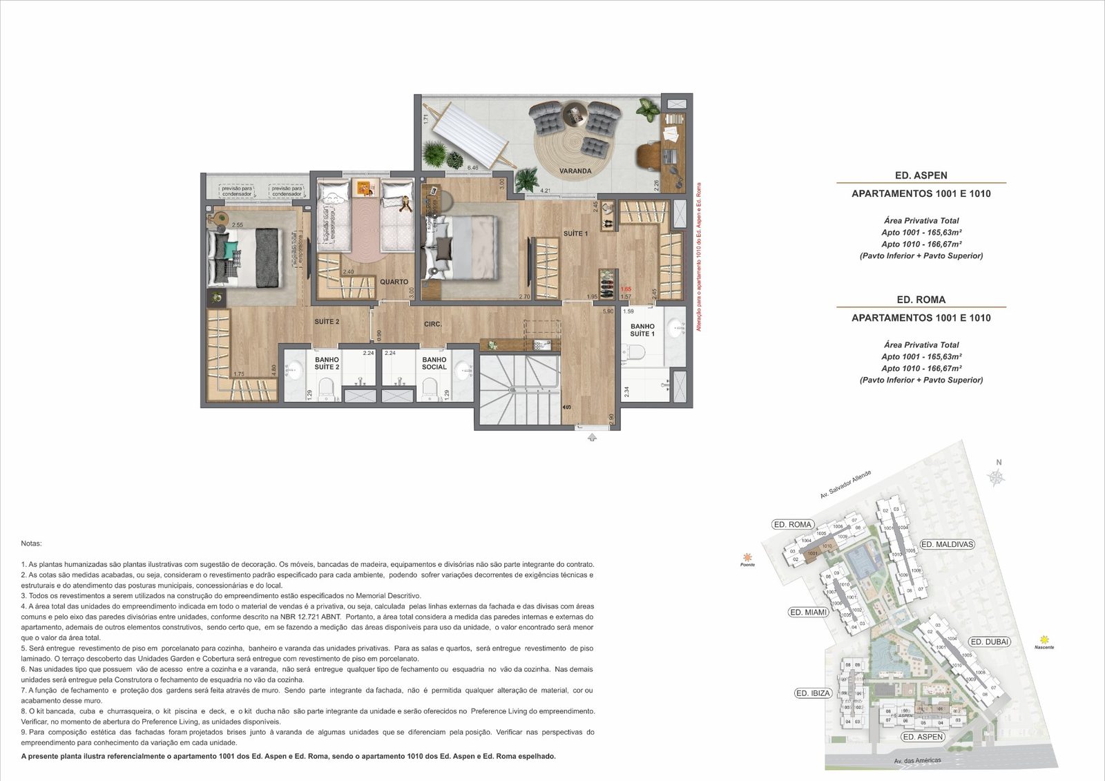 Planta Cobertura · 3 quartos · 2 suítes · 2 vagas