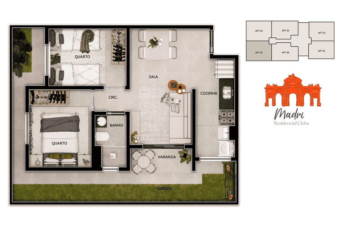 Planta apartamento garden