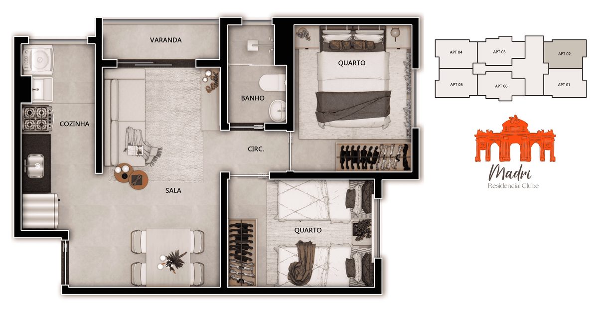 Garden Apto 102 - 57,21 m²