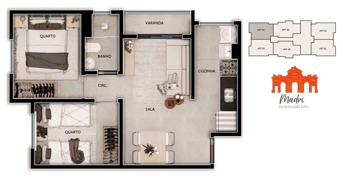Garden Apto 103 - 53,72 m²