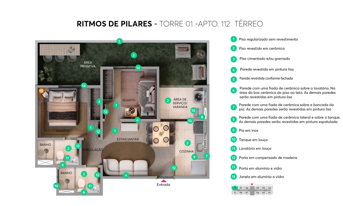 Planta 2 Quartos Garden