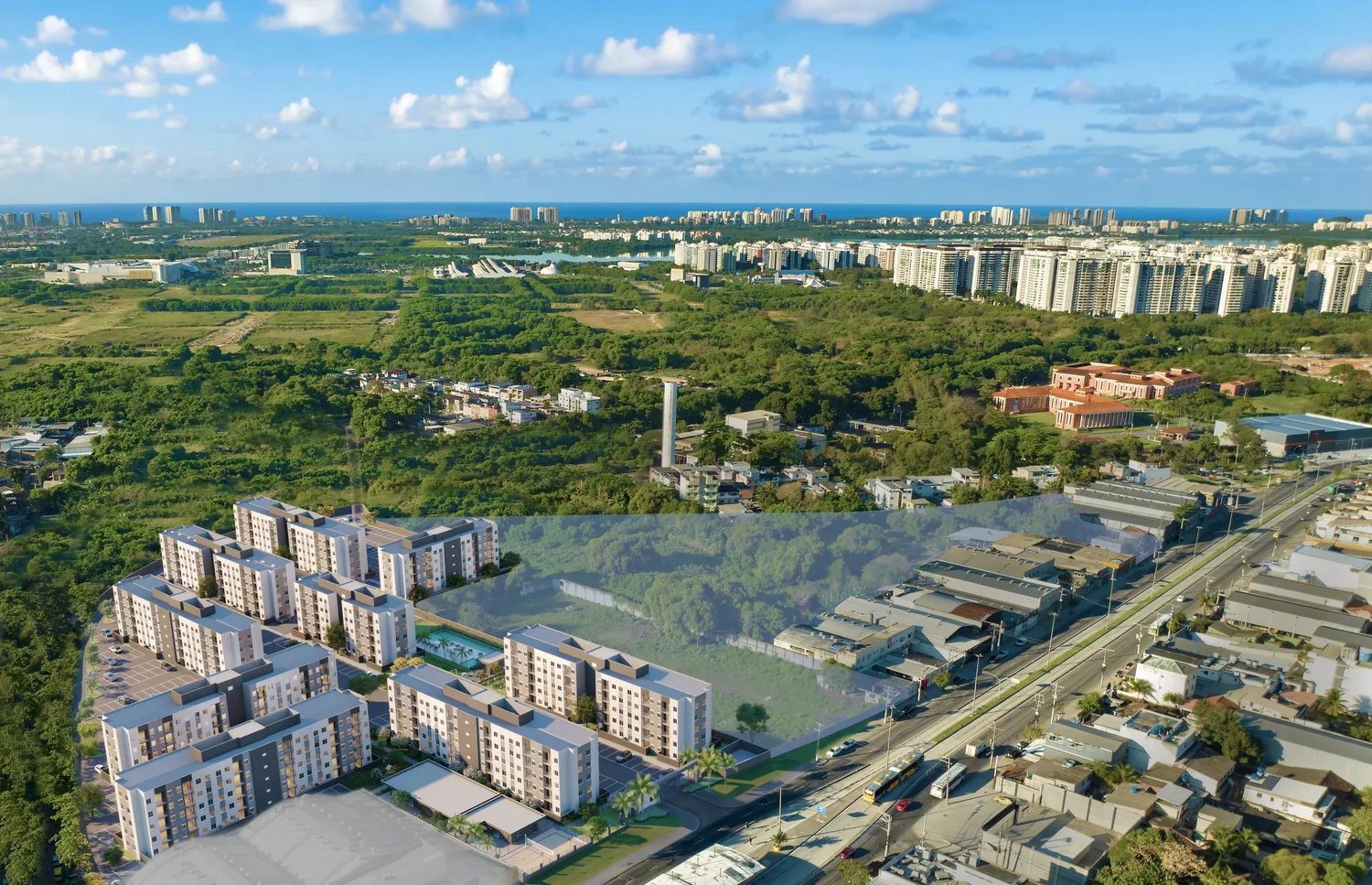 Imagem aérea de referência da região do Park Village