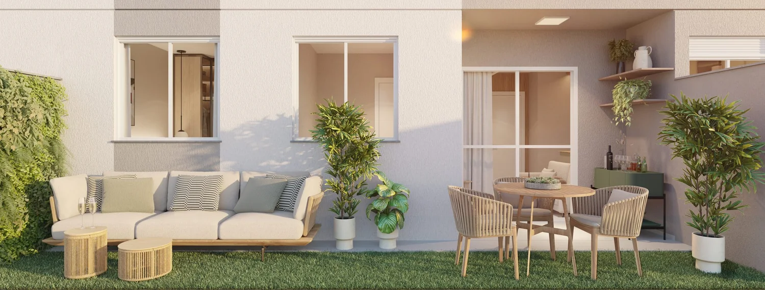 Apartamento garden decorado do Park Village