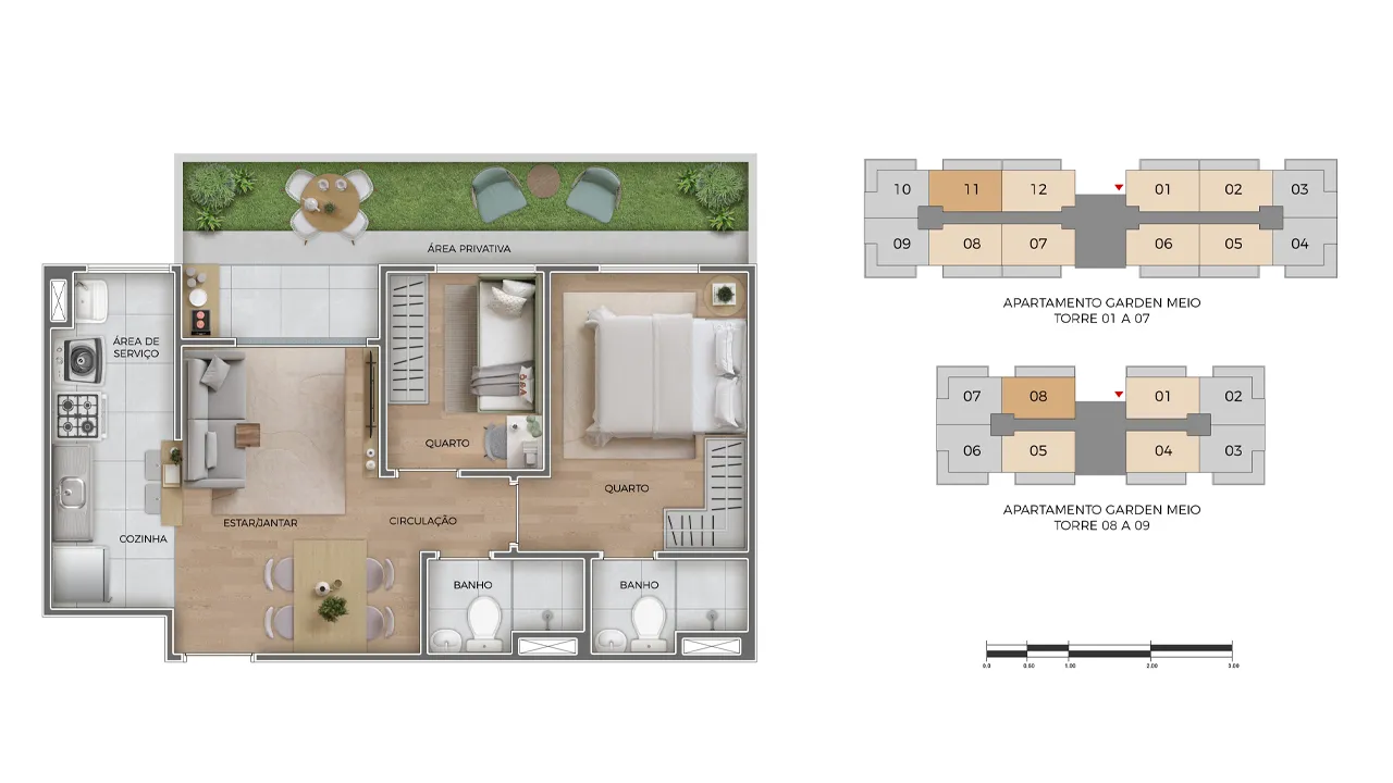 Planta garden com suíte do Park Village